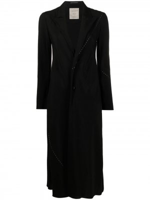 Длинное однобортное пальто Yohji Yamamoto. Цвет: черный