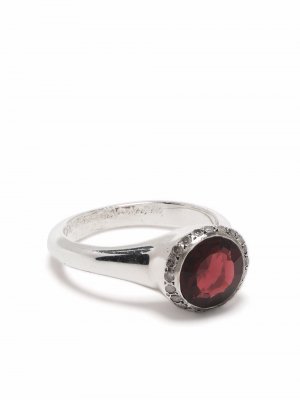 Серебряное кольцо с бриллиантами и круглым камнем Rosa Maria. Цвет: серебристый