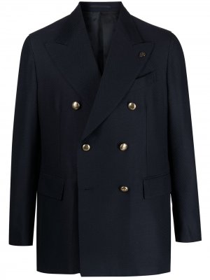 Двубортный пиджак с узором шеврон Gabriele Pasini. Цвет: синий