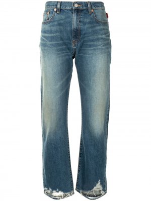 Прямые джинсы с эффектом потертости Denimist. Цвет: синий