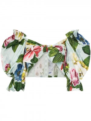Блузка-бандо с цветочным принтом Dolce & Gabbana. Цвет: синий