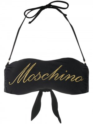 Лиф-бандо с вышитым логотипом Moschino. Цвет: черный