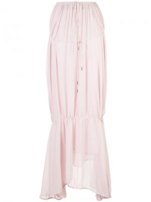 Длинная юбка с присборенной отделкой Osklen. Цвет: розовый и фиолетовый