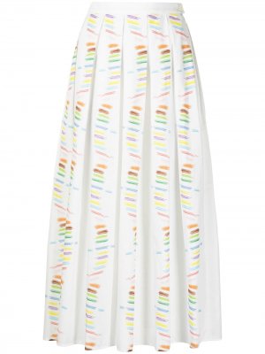 Плиссированная юбка миди с абстрактным принтом agnès b.. Цвет: белый