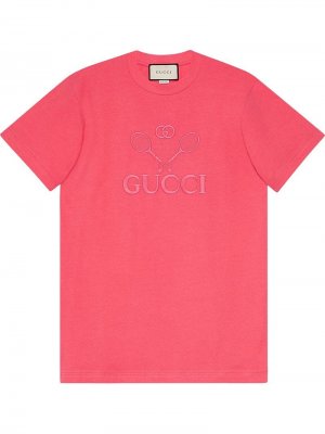 Футболка с вышивкой  Tennis Gucci. Цвет: розовый