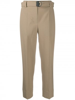 Укороченные брюки с поясом Brunello Cucinelli. Цвет: коричневый