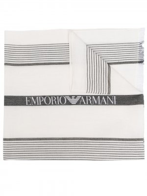 Шарф с логотипом Emporio Armani. Цвет: белый