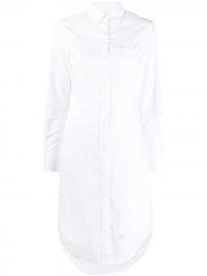 Платье-рубашка длины миди Thom Browne. Цвет: белый