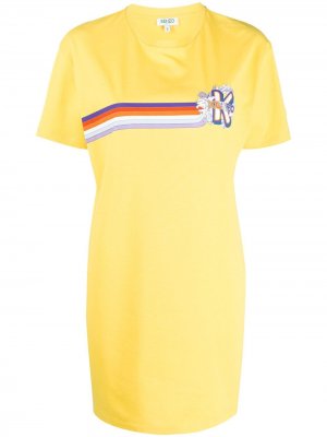 Платье-футболка с полосками и логотипом Kenzo. Цвет: желтый