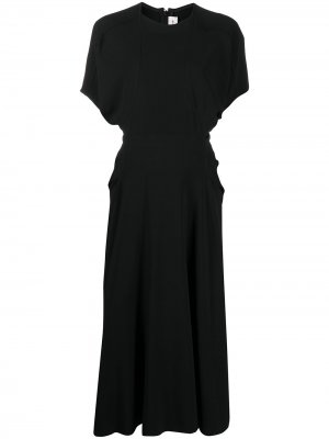 Платье миди с драпировкой Victoria Beckham. Цвет: черный