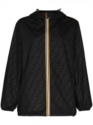 Двусторонняя легкая куртка на молнии из коллаборации с K-Way Fendi. Цвет: черный