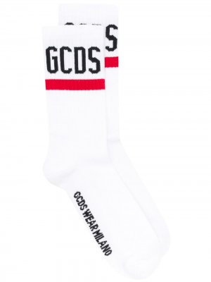 Носки в рубчик с логотипом Gcds. Цвет: белый