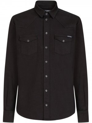 Джинсовая рубашка с логотипом Dolce & Gabbana. Цвет: черный