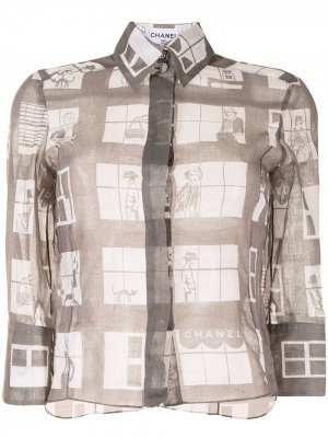 Прозрачная рубашка Coco Chanel 2003-го года Pre-Owned. Цвет: коричневый