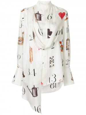 Рубашка с принтом и декоративным шарфом Monse. Цвет: белый