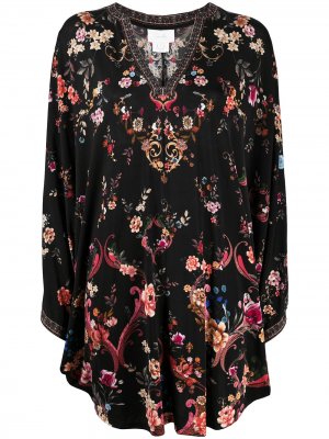 Блузка с цветочным принтом и кристаллами Camilla. Цвет: черный