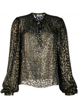 Леопардовая блузка с люрексом Saint Laurent. Цвет: золотистый