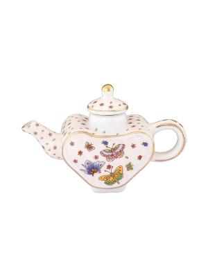 Сувенир-чайник Бабочки Elan Gallery. Цвет: бледно-розовый, оранжевый, синий