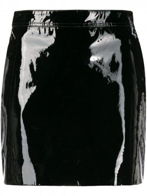Лакированная мини-юбка Saint Laurent. Цвет: черный