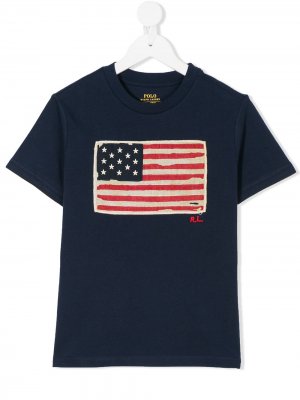 American flag patch T-shirt Ralph Lauren Kids. Цвет: синий