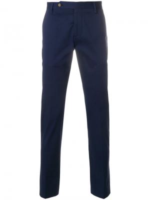 Классические приталенные брюки Entre Amis. Цвет: синий