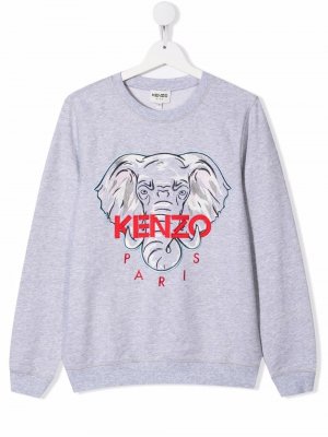Толстовка с вышитым логотипом Kenzo Kids. Цвет: серый