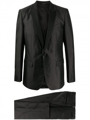 Вечерний костюм-тройка в горох Dolce & Gabbana. Цвет: черный