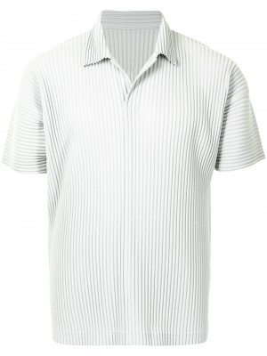 Плиссированная рубашка поло с короткими рукавами Homme Plissé Issey Miyake. Цвет: серый
