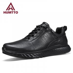 Повседневная мужская обувь, модная дышащая спортивная обувь для бега, брендовая кожаная мужчин, роскошные дизайнерские черные кроссовки HUMTTO