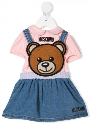 Платье Teddy Bear Moschino Kids. Цвет: синий