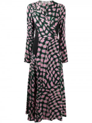 Клетчатое платье со вставками DVF Diane von Furstenberg. Цвет: розовый