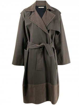 Драпированное пальто 2000-х годов с завязками Balenciaga Pre-Owned. Цвет: зеленый