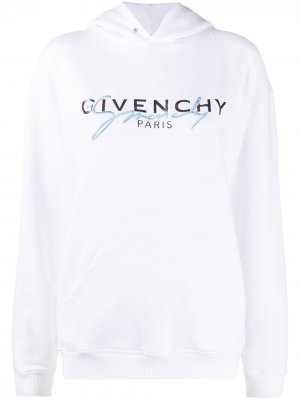 Толстовка с вышитым логотипом и капюшоном Givenchy. Цвет: белый