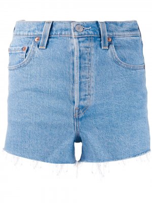Levis джинсовые шорты с бахромой Levi's. Цвет: синий