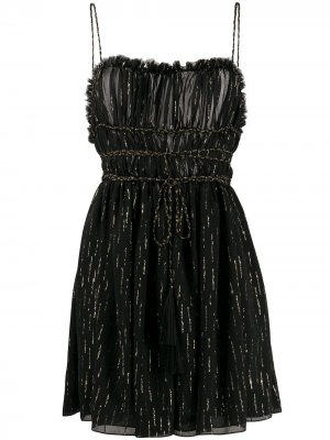 Короткое платье с эффектом металлик Saint Laurent. Цвет: черный