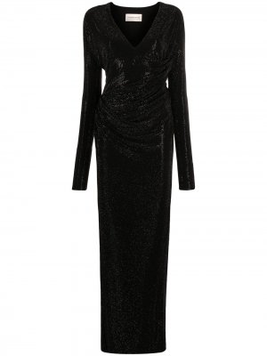 Платье макси с длинными рукавами и сборками Alexandre Vauthier. Цвет: черный