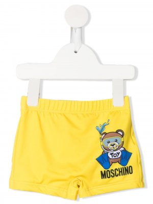 Плавки-шорты с логотипом и принтом Moschino Kids. Цвет: желтый