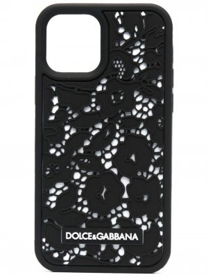 Кружевной чехол для iPhone 12 Pro Dolce & Gabbana. Цвет: черный