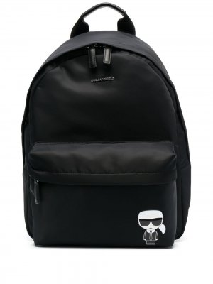 Рюкзак на молнии с принтом Ikonik Karl Lagerfeld. Цвет: черный