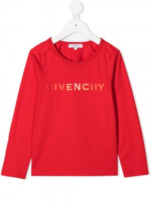 Футболка с длинными рукавами и логотипом Givenchy Kids. Цвет: красный
