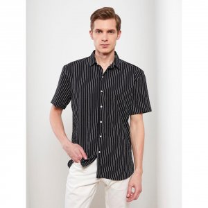 LCW VISION Обычная мужская рубашка в полоску с коротким рукавом, черная LC Waikiki
