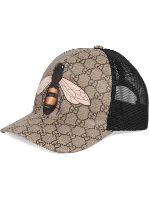 Бейсбольная кепка GG Supreme с принтом пчелы Gucci. Цвет: нейтральные цвета