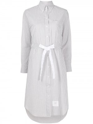 Платье-рубашка из сирсакера Thom Browne. Цвет: серый