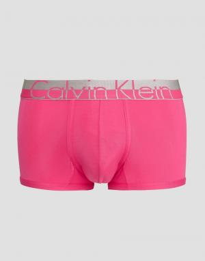 Боксеры-брифы с заниженной талией из микрофибры Calvin Klein. Цвет: розовый