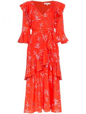 Платье миди Aiana с оборками Borgo De Nor. Цвет: красный