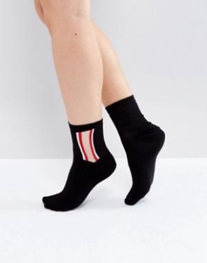 Полупрозрачные полосатые носки ASOS. Цвет: черный