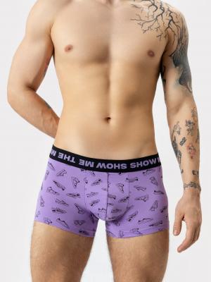 Мужские трусы-боксеры в фиолетовом цвете с рисунком виде кед Mark Formelle. Цвет: кеды на лаванде