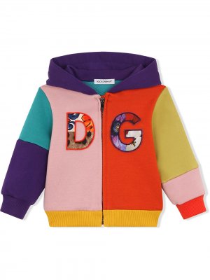 Худи в стиле колор-блок с логотипом Dolce & Gabbana Kids. Цвет: красный