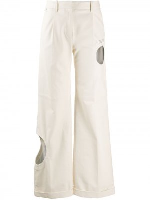 Расклешенные брюки с вырезами Off-White. Цвет: белый