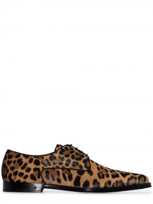 Фактурные туфли Millenials с леопардовым принтом Dolce & Gabbana. Цвет: коричневый